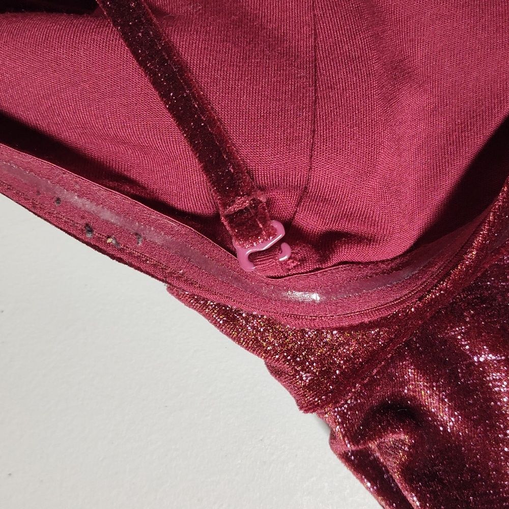 Free‎ People Shattered Shine velvet mini dress berry pink L - Picture 7 of 11